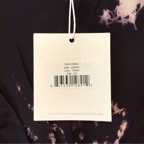 NWT - Carolina K Aisha Kaftan Elegant Black and Cream Midi Dress - Picture 7 of 7